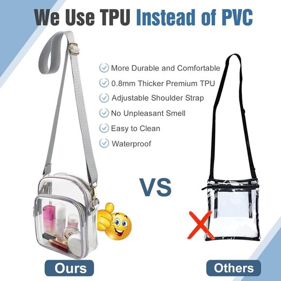 Clear Purse for Women, Clear Bag Stadium Approved, Transparent Crossbody Bag - Picture 4 of 7
